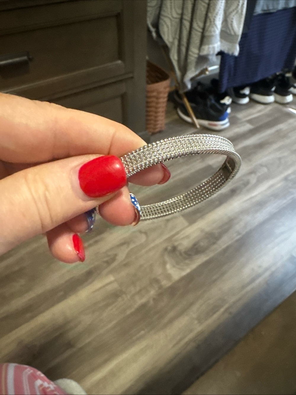 Silver Crystal Mesh Bangle Bracelet - Women Jewelry.